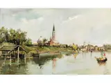 Blick auf das Venedig-becken by Antonio Reyna Manescau, oil on canvas, sold Sep 2025