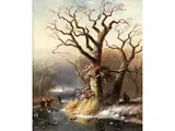 Eisszene mit Holzsammlern by Charles Leickert, oil on canvas, offered Sep 2025