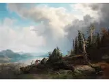 Gebirgslandschaft by August Wilhelm Leu, oil on canvas, sold Apr 2016