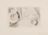 Rembrandt et têtes de femmes by Pablo Picasso, etching on paper, sold Oct 2022