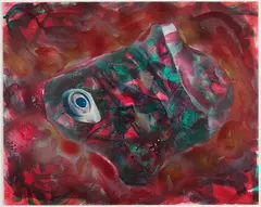 Shark Spirit II by William S. Burroughs, 1988, mixed media on foamcore, sold Oct 2022