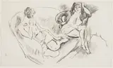 Deux Femmes by Jules Pascin, 1921, charcoal on paper, sold Oct 2022