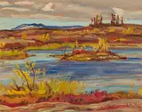 Lake Rouvière Country by A. Y. Jackson, oil on board, sold Oct 2022