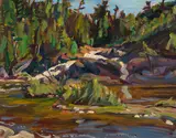 Chippewa Falls, Algoma by A. Y. Jackson, 1955, oil on board, sold Oct 2022