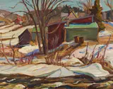 Charlevoix, Quebec by A. Y. Jackson, 1957, oil on board, sold Oct 2022