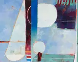Abstract by Peter Aspell, 1980, oil on canvas, sold Sep 2022
