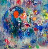 World of Wonders by Paul Fournier, mixed media on canvas, sold Sep 2022