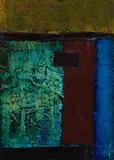 Archaeological Find by John Richard Reppen, 1963, mixed media on board, sold Sep 2022