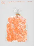Bagged Day Glo Oranges by Iain Baxter, 1961, mixed media on paper, sold Sep 2022