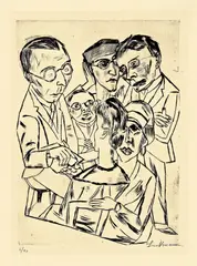 Der Zeichner in Gesellschaft by Max Beckmann, 1922, Kaltnadel auf Velin, sold May 2008