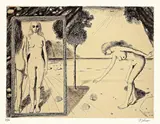 La Plage by Paul Delvaux, 1972, Lithographie auf Arches-Velin, sold May 2008