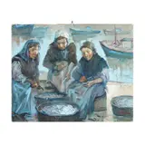 Fisherwomen by Manuel Machi, Oil on canvas, sold Feb 2025