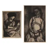Pregnancy / The Book (Two Works) by Will Barnet, Each an aquatint on paper, sold Jan 2025