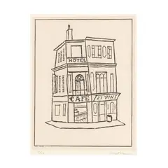 Hotel Café by Stuart Davis, Lithograph on light beige, sold Jan 2025