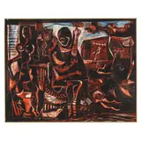 Untitled (Cubist Abstract with Figures) by George Kachergis, Encaustic on paper, sold Jan 2025