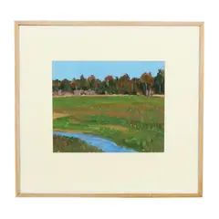 Untitled (Landscape with Creek) by Henry Link, Oil on paper, sold Jan 2025