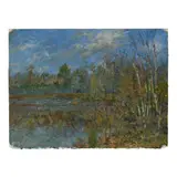 Untitled (Pond Scene) by Henry Link, Oil on paper, sold Jan 2025