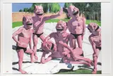 Backyard Garden by Yue Minjun, 2009, lithograph, sold Jun 2020