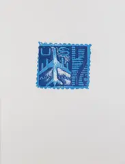 Blue Airmail Stamp by Andy Warhol, 1962, screenprint, sold Jun 2020