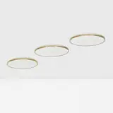 Munkegård ceiling lamps, set of three by Arne Jacobsen, 1955, enameled aluminum, brass, opaline glass, sold Nov 2022