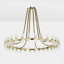 Monumental chandelier by Dot Dot Dot, c. 1965, brass, glass, sold Nov 2022