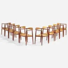 The Chairs, set of ten by Hans J. Wegner, 1949, teak, cane, sold Nov 2022