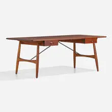 Architect desk, model JH 571 by Hans J. Wegner, 1954, teak, oak, chrome-plated steel, sold Nov 2022