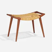 Stool, model JH 539 by Hans J. Wegner, 1953, teak, cane, sold Nov 2022