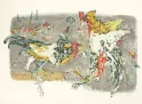 Hahnenkampf by Alois Carigiet, 1968, color lithograph, offered Sep 2025