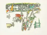 Gefährt bei den Birken by Alois Carigiet, 1968, color lithograph, sold Sep 2025