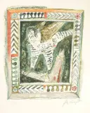 Falke im Fenster by Alois Carigiet, 1969, color lithograph, offered Sep 2025