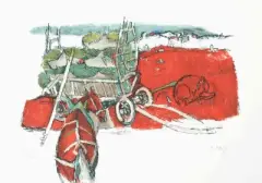 Pferdewagen by Rudolf Mirer, 1988, color lithograph, sold Sep 2025
