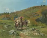 Der Ausritt ins Gebirge by Adolphe Grison, oil on canvas, sold Sep 2025