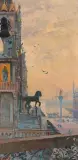 Venedig mit Blick auf die Basilika und die Piazzetta San Marco, im Hintergrund die Säule von San Todaro by Fernand Gaulis, oil on panel, sold Sep 2025