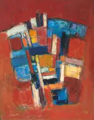Komposition in Rot by Carl Walter Liner, 1971, oil on canvas, sold Sep 2025