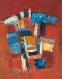 Komposition in Rot by Carl Walter Liner, 1971, oil on canvas, sold Sep 2025