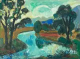 Sommerliche Flusslandschaft by Carl Walter Liner, 1953, oil on canvas, sold Sep 2025