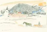 Landschaft by Alois Carigiet, 1961, watercolor, sold Sep 2025