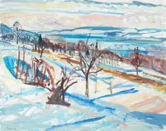 Winterlandschaft, Hallwilersee by Adolf Weber, 1970, oil on canvas, sold Sep 2025