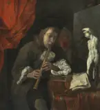 Flötenspielender junger Mann by Holland, 17.Jh., oil on panel, offered Jun 2025