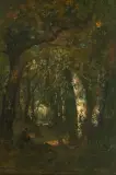Ruhende Frau im Waldesinneren by Narcisse Virgile Diaz De La Peña, oil on panel, sold Jun 2025