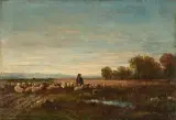 Schäfer mit seiner Herde am Tümpel by Léon-Victor Dupré, 1878, oil on panel, sold Jun 2025