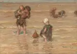 Spielende Kinder im Wasser by Bernard Blommers, oil on canvas, sold Jun 2025