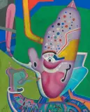 Clown by Mihail Chemiakin, 1983, oil on canvas, sold Jun 2025