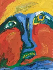 Ohne Titel (Gesicht) by Bengt Lindström, 1985, oil on canvas, sold Jun 2025