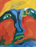 Ohne Titel (Gesicht) by Bengt Lindström, 1985, oil on canvas, sold Jun 2025