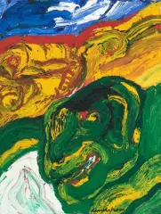 No by Bengt Lindström, 1984, oil on canvas, sold Jun 2025