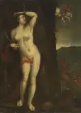 Nachfolger Perseus befreit Andromeda by Jacob de Backer, oil on panel, offered Jun 2025