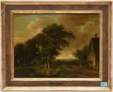 Gemütlicher Schwatz vor dem Bauernhaus by England, um 1800, oil on panel, offered Jun 2025
