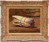 Stillleben mit Spargeln by René-Louis Chrétien, oil on canvas, sold Jun 2025